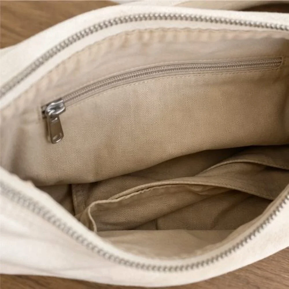 Cream Canvas Crossbody Bag